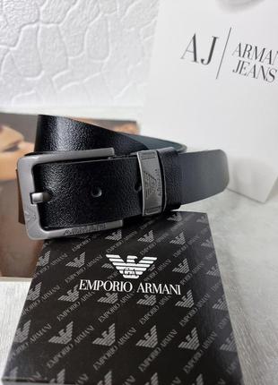 Ремень кожаный мужской в стиле armani (+упаковка) / ремінь пояс чоловічий шкіра