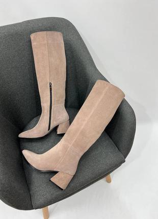 Нюдові піщані чоботи замш натуральний осінь зима \  сапоги песочные натуральный замш осень зима