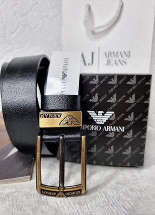 Ремень кожаный мужской в стиле armani (+упаковка) / ремінь пояс чоловічий шкіра