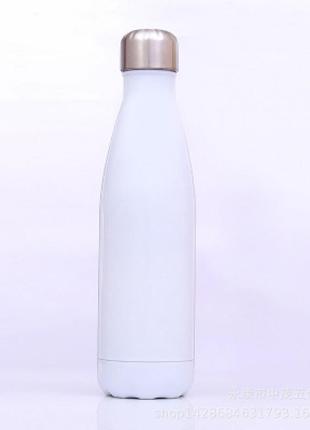 Металева термо пляшка, 500 мл, біла