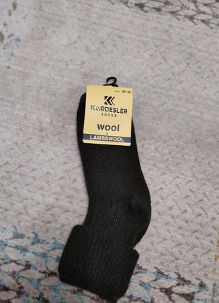 Теплые носки с отворотом из шерсти ягненка kardesler шерстяные носки3 фото