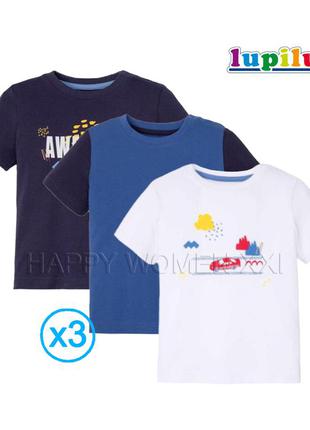 1-2 года набор футболок для мальчика lupilu детская футболка дитяча футболочка хлопчик одяг літній