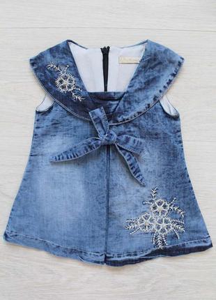 Платье джинсовое голубое с широким воротником (104 см.)  moonstar 8690000121250