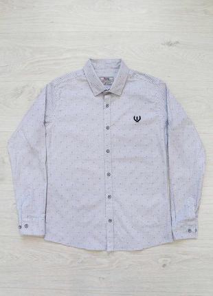 Рубашка белая с принтом в маленькие кружочки (152 см.)  a-yugi jeans 2125000598314