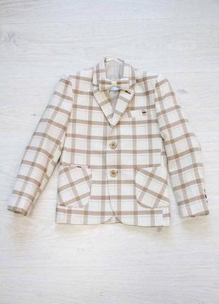 Пиджак молочного цвета в клетку для мальчика (158 см.) zenmoni 2125000663470