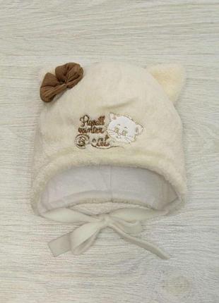 Шапка для девочки с ушками (44 см.)  pupill 5908308618741