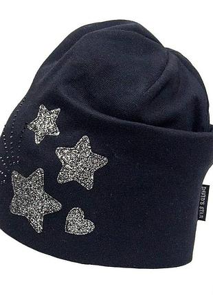 Шапка со звездами черного цвета для девочки (50 см.)  david's star 21250006824953 фото