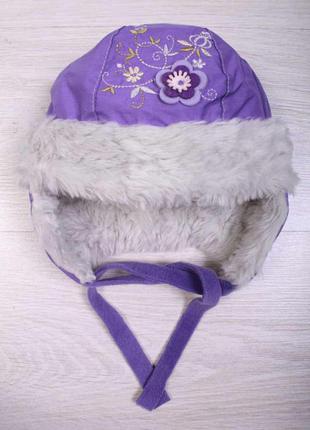 Шапка для девочки фиолетовая с мехом (48 см.)  pupill 2000000184562