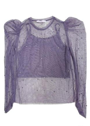 Блуза 2-ка светло-фиолетовая с бусинами и стразами (164 см.)  marions 2125000701066