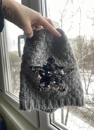 Шапка паєтки зірка зима