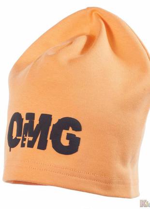 Шапка оранжевая aru для мальчика "omg" (50 см.)  jamiks 59030241723554 фото