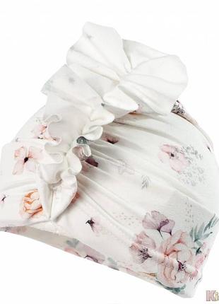 Шапка розовая в цветы для девочки dalma (40 см.)  jamiks 5903024159189