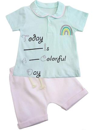 Костюм 2-ка футболка салатового і шорти "today" для дівчинки (68 див.) flexi 8681217448247