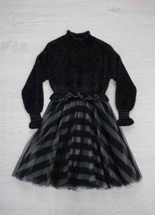 Платье комбинированное в чорном цвете (104 см.)  no name 2125000657431