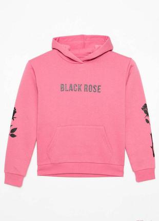 Худи розового цвета с принтом "black rose" для девочки (170 см.)  reporter young 59007036943754 фото