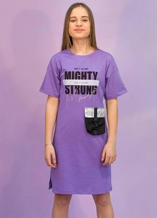 Платье фиалетового цвета с накладным кармашком (134 см.)  marions 2125000710853