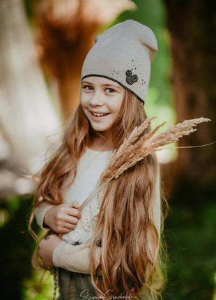 Шапка светло-серая вязаная с люрексом daisy "микки" (50 см.)  jamiks 5903024158861