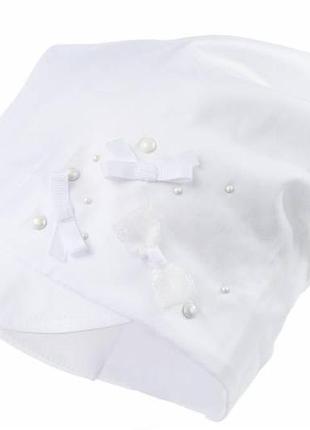 Косынка белая с бантиками и бусинами gili (44 см.)  jamiks 5903024173031