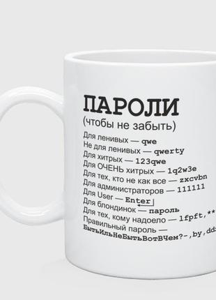 Кружка с принтом «пароли (чтобы не забыть)»