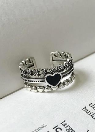 Женское регулируемое кольцо с камнями стразами и блестками, сердце, широкое массивное, украшения, стильное, модное, подарок акция скидка1 фото