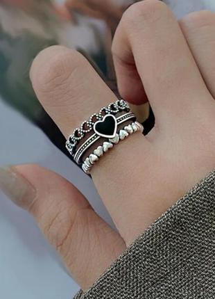 Женское регулируемое кольцо с камнями стразами и блестками, сердце, широкое массивное, украшения, стильное, модное, подарок акция скидка1 фото