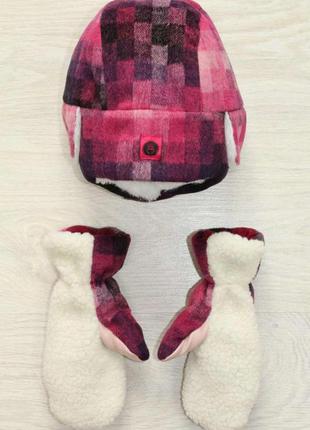 Шапка ушанка с варежками на зиму для девочки (48 см.)  дембохауc 21290004323022 фото