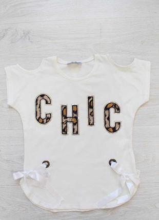 Футболка молочная с лентой в люверсах "chic" (116 см.)  little star 2125000598956