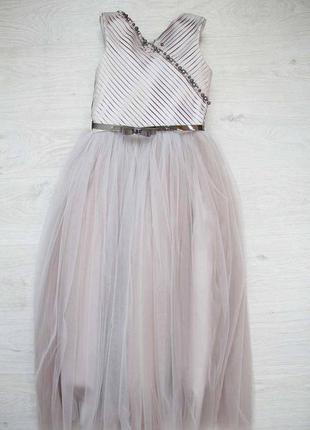 Платье нарядное бежевого цвета в пол для девочки (146 см.)  beggi 23399970503918 фото