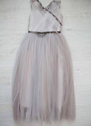 Платье нарядное бежевого цвета в пол для девочки (146 см.)  beggi 23399970503917 фото