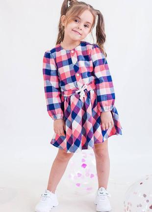 Платье в сине-розовую клетку для девочки (92 см.)  lilax kids 6362919154293