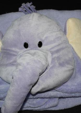 Слон одеяло с подушкой велсофт детское3 фото