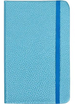 Блокнот на резинке 14*9см твердый переплет, кож/зам 5602-3l (голубой)