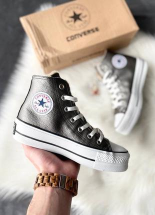 Кеды женские конверс converse all star high silver fur1 фото