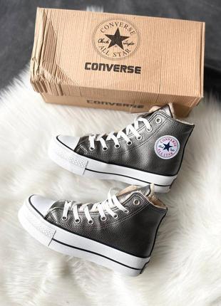 Кеды женские конверс converse all star high silver fur5 фото