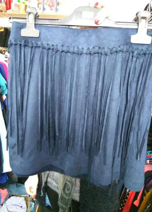 Короткая юбка с бахромой zara