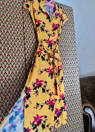 Платье халат рубашка цветочный принт цветастое цветочек шифоновое летнее пуговички пуговицы разрезы