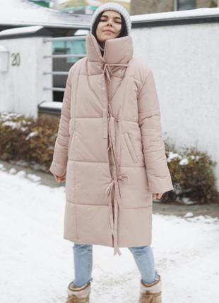 Зимнее стёганое  дутое пальто одеяло замеры**  пог 55 поб 60 длина 122 длина рукава 62 наполнитель х1 фото