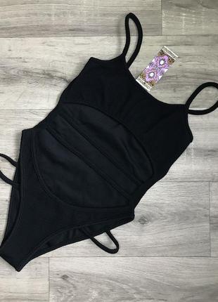 Суцільний купальник жатка missguided 🔝 s, m ✔️фактурна тканина типу жатки