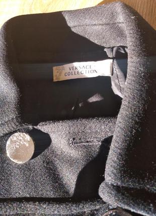 Шерстяное двубортное пальто versace collection оригинал4 фото