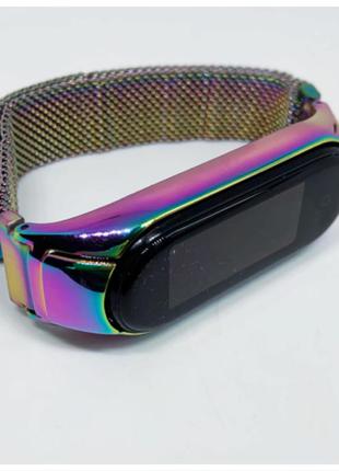 Ремінець mi band 3 mi band 4 mi band 5 mi band 6 міланська петля на магніті хамелеон🦎⛓