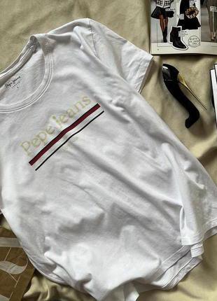 Біла натуральна футболка від pepe Damage jeans