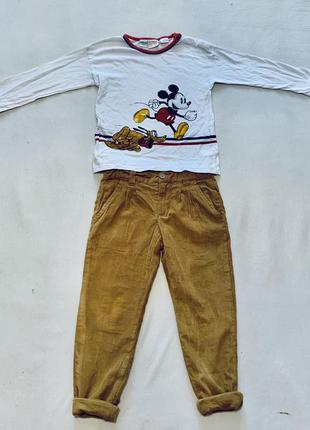 Вельветовые штаны джогеры утеплённые на подкладке и реглан zara baby boy3 фото