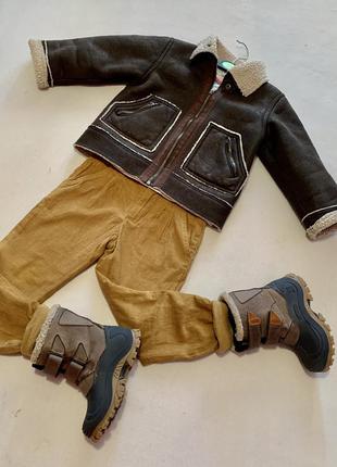 Вельветовые штаны джогеры утеплённые на подкладке и реглан zara baby boy6 фото
