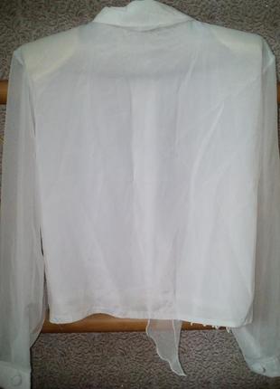 Блузка белая с прозрачными рукавами4 фото