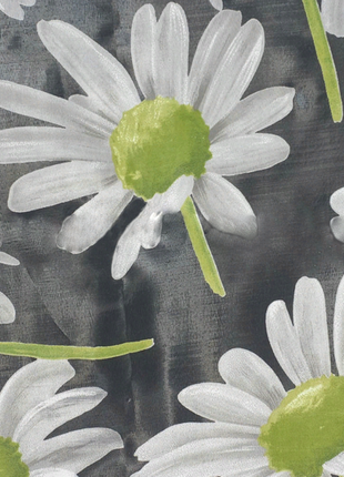 Тюль органза з квітковим малюнком зелена ромашка2 фото