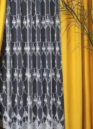Портьерная ткань для штор блэкаут желтого цвета5 фото