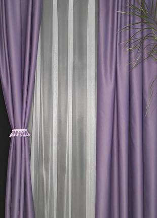 Порт'єрна тканина для штор блекаут фіолетового кольору5 фото