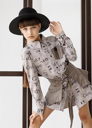 Сукня-сорочка з баскою з еко-шкіри