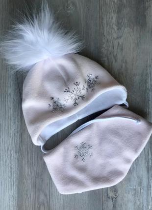 Комплект шапка зимова і хомут, 42 розмір (6 міс)1 фото