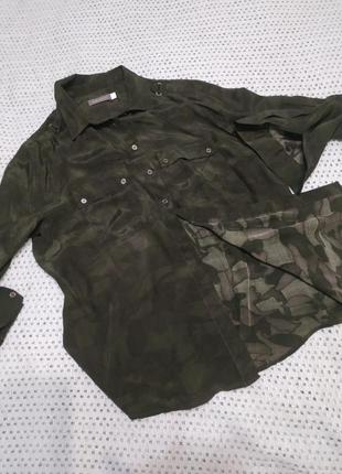 Рубашка шелковая в стиле милитари принт "камуфляж"14р2 фото